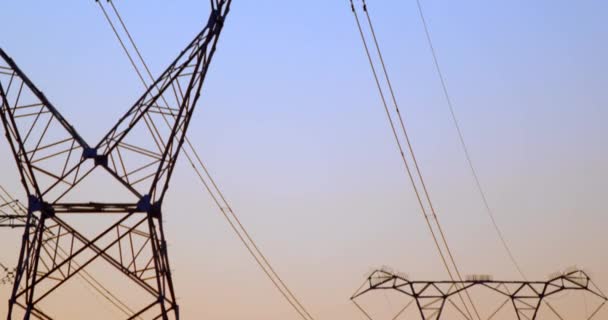 Animation Electricity Poles Sunset Electricity Energy Ukraine Crisis International Politics — Stock Video