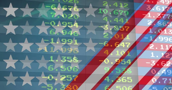 Adatfeldolgozás Képe Amerika Zászlaja Alatt Globális Üzleti Pénzügyek Kapcsolatok Digitális — Stock Fotó