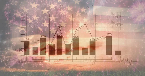 Imagen Del Procesamiento Datos Sobre Bandera América Negocio Global Finanzas — Foto de Stock