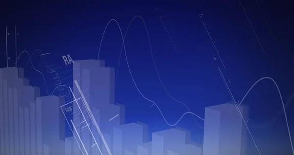 Afbeelding Van Gegevensverwerking Blauwe Achtergrond Mondiaal Bedrijfs Financiële Connectie Digitaal — Stockfoto
