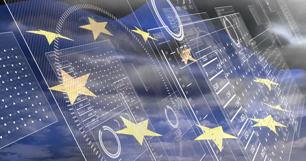 Изображение Флага Европейского Союза Обработки Финансовых Данных Европейский Бизнес Финансовая — стоковое фото