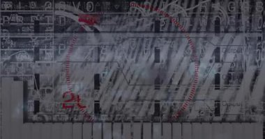 Dürbün taraması ve dijital veri işleme animasyonları. küresel teknoloji, veri işleme ve dijital arayüz kavramı dijital olarak oluşturulmuş video.