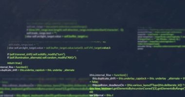 Siyah arkaplanda veri işleme animasyonu. küresel iş ve dijital arayüz kavramı dijital olarak oluşturulmuş video.