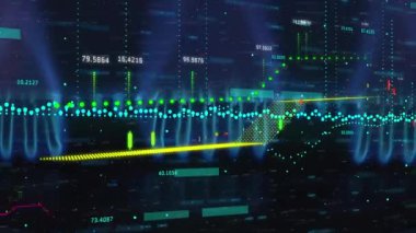 Gaz alevleri üzerinde finansal verileri ve grafikleri değiştirmenin animasyonu. Ukrayna krizi ve uluslararası politika kavramı dijital olarak oluşturuldu.