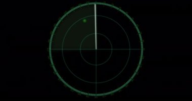 Siyah arka planda hareket eden radar animasyonu. radar ve dijital arayüz kavramı dijital olarak oluşturulmuş video.