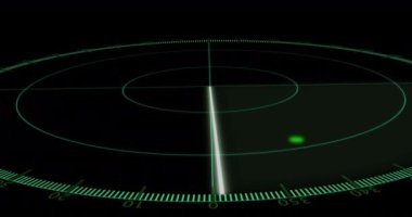 Siyah arka planda hareket eden radar animasyonu. radar ve dijital arayüz kavramı dijital olarak oluşturulmuş video.