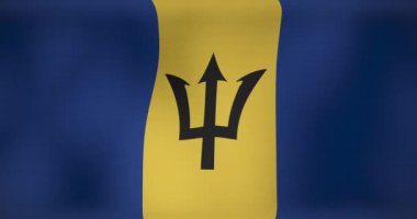 Hareket eden Barbados bayrağının animasyonu. Ulusal vatanseverlik ve kutlama konsepti dijital olarak oluşturulmuş video.