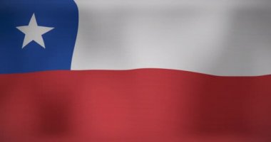 Hareket eden Şili bayrağının animasyonu. Ulusal vatanseverlik ve kutlama konsepti dijital olarak oluşturulmuş video.