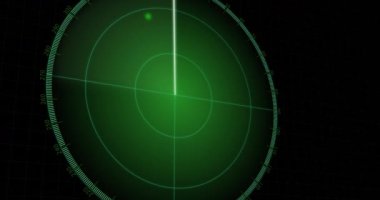 Siyah arka planda hareket eden radar animasyonu. radar ve dijital arayüz kavramı dijital olarak oluşturulmuş video.