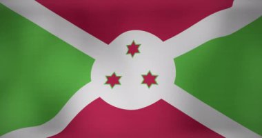Sallanan burundi bayrağının animasyonu. Ulusal vatanseverlik ve kutlama konsepti dijital olarak oluşturulmuş video.