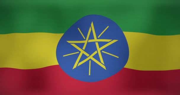 Animace Pohybující Vlajky Etiopie Mávající Národní Vlastenectví Koncepce Oslav Digitálně — Stock video