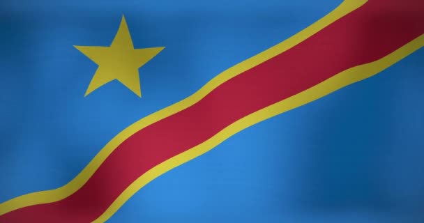 Κινούμενη Σημαία Της Δημοκρατικής Δημοκρατίας Του Κονγκό Κυματίζει Εθνικός Πατριωτισμός — Αρχείο Βίντεο