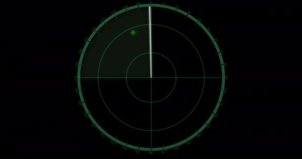 Animação Radar Com Manchas Movimento Sobre Fundo Preto Conceito Radar — Vídeo de Stock