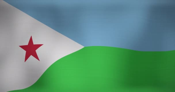 Hareket Eden Djibouti Bayrağının Animasyonu Ulusal Vatanseverlik Kutlama Konsepti Dijital — Stok video