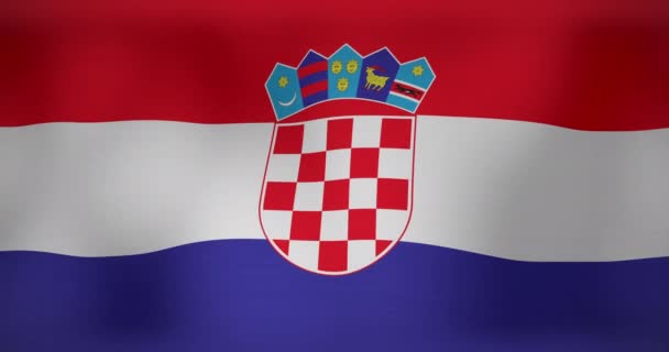 Κινούμενα Σχέδια Της Κυματίζουσας Σημαίας Των Κροατών Εθνικός Πατριωτισμός Και — Αρχείο Βίντεο