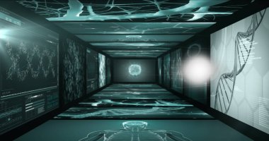 Siyah arkaplanda dünya ve veri işleme görüntüsü. küresel teknoloji ve dijital arayüz kavramı dijital olarak oluşturulmuş görüntü.