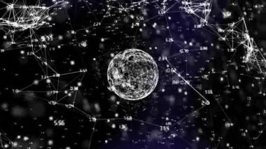 Bağlantılar ve veri işleme ağı üzerinden dünyanın animasyonu. küresel teknoloji, veri işleme ve dijital arayüz kavramı dijital olarak oluşturulmuş video.