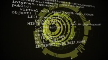 Dürbün taramasında veri işleme animasyonu. küresel hesaplama, veri işleme, teknoloji ve dijital arayüz kavramı dijital olarak oluşturulmuş video.