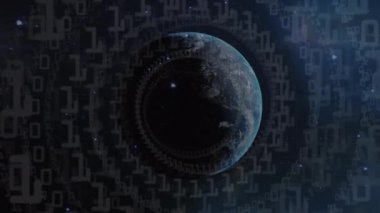 Tüm dünyada veri işleme ve ikili kodlama animasyonları. küresel bağlantılar, ağlar ve veri işleme konsepti dijital olarak oluşturulmuş video.