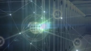 Sunucular üzerinden bağlantı ağının ve çeşitli verilerin animasyonu. global internet, bilgisayarlar, veri işleme, bağlantılar ve teknoloji konsepti dijital olarak oluşturulmuş video.