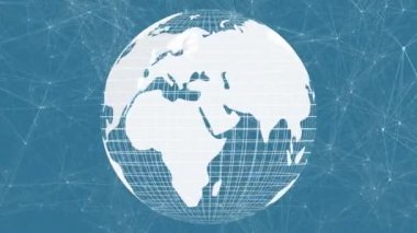 Bağlantı ağı üzerinden Dünya 'nın animasyonu. küresel teknoloji, veri işleme ve dijital arayüz kavramı dijital olarak oluşturulmuş video.