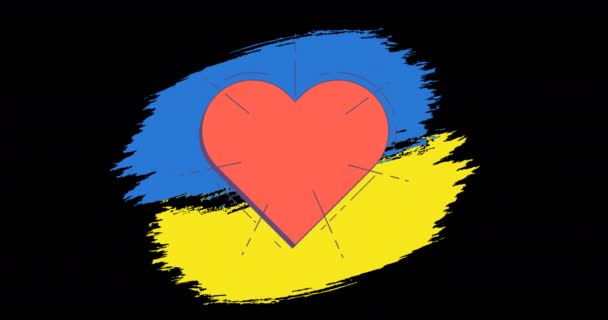 Animation Heart Flag Ukraine Black Background Ukraine Crisis Support International — Stock Video