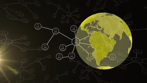 Animação Rede Conexões Com Ícones Pessoas Todo Mundo Conceito Global — Vídeo de Stock