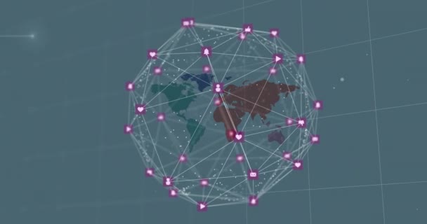 Animation Globe Connections World Map Global Business Finances Connections Data — Stock Video