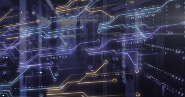 Animation Data Processing Servers Computer Circuit Board Global Computing Data — Stock Video