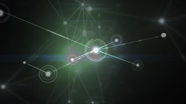 Animação Rede Conexões Com Ícones Fundo Preto Conceito Interface Comunicação — Vídeo de Stock