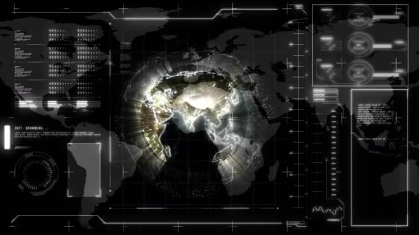 Animatie Van Globe Netwerk Van Verbindingen Gegevensverwerking Het Scherm Wereldwijde — Stockvideo