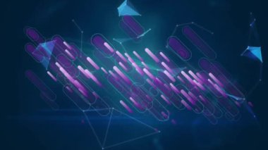 Dünya üzerinde dönen pembe şekillerin animasyonu. küresel ağ, bağlantılar ve teknoloji konsepti dijital olarak oluşturulmuş video.