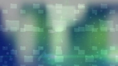 Şebeke ve kareler üzerinde dijital veri işleme animasyonu. küresel veri işleme, iş ve dijital arayüz kavramı dijital olarak oluşturulmuş video.