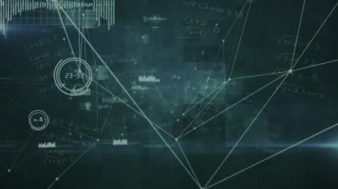 Denklemler ve veri işleme ile bağlantı ağının animasyonu. küresel bağlantılar, bilim ve ağlar dijital olarak oluşturulmuş video.