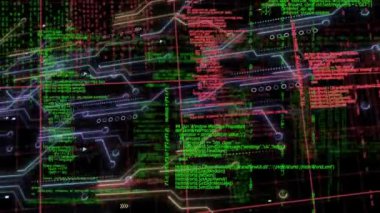 Bilgisayar devre kartından veri işleme animasyonu. küresel hesaplama, veri işleme, teknoloji ve dijital arayüz kavramı dijital olarak oluşturulmuş video.