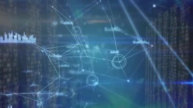 Sunuculardaki veri işleme üzerinden bağlantı ağının ve çeşitli verilerin animasyonu. global internet, bilgisayarlar, veri işleme, bağlantılar ve teknoloji konsepti dijital olarak oluşturulmuş video.