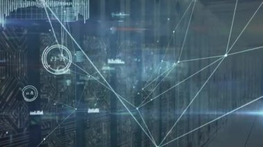 Sunucular üzerinden bağlantı ağının ve çeşitli verilerin animasyonu. global internet, bilgisayarlar, veri işleme, bağlantılar ve teknoloji konsepti dijital olarak oluşturulmuş video.