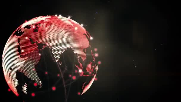 黒い背景の上にスポットを持つ地球のアニメーション グローバルビジネスとデジタルインターフェースの概念デジタル生成されたビデオ — ストック動画