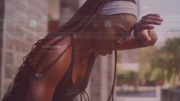 Animation Intervention African American Sportswoman Παγκόσμιος Αθλητισμός Υγιής Τρόπος Ζωής — Αρχείο Βίντεο