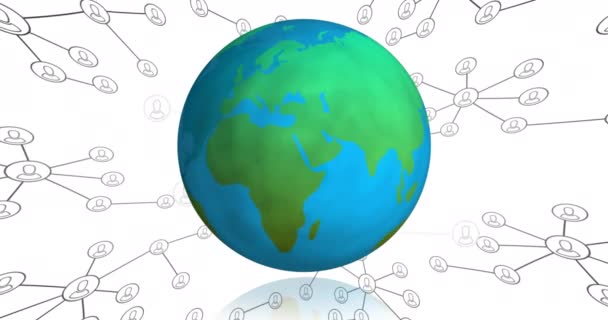 Animace Sítě Spojení Ikonami Lidí Celém Světě Globální Propojení Výpočetní — Stock video