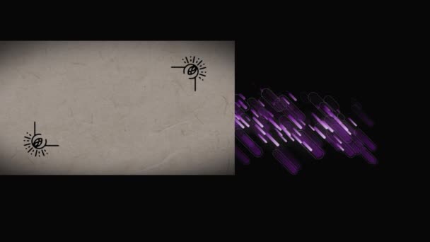 Анимация Желтых Фиолетовых Стеблей Перемещающихся Черному Фону Цветовая Двигательная Концепция — стоковое видео