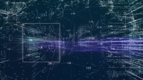 Animação Rede Conexões Com Equações Processamento Dados Conexões Globais Ciência — Vídeo de Stock