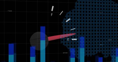Araba panelinin üzerinde veri işleme resmi. küresel iş, finans, bağlantılar ve dijital arayüz konsepti dijital olarak oluşturulmuş görüntü.