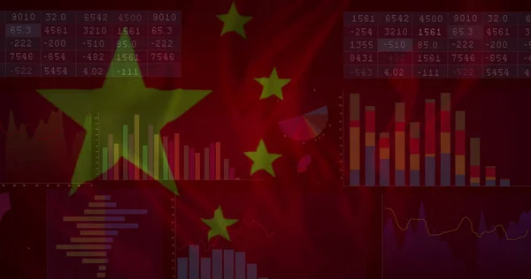 Imagen Del Procesamiento Datos Sobre Bandera China Negocio Global Finanzas —  Fotos de Stock