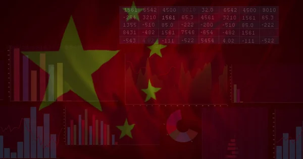 Imagem Processamento Dados Sobre Bandeira China Negócio Global Finanças Conexões — Fotografia de Stock