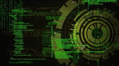 Kapsam taramasında veri işleme animasyonu. küresel hesaplama, veri işleme, teknoloji ve dijital arayüz kavramı dijital olarak oluşturulmuş video.