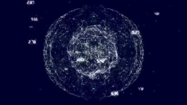 Bağlantılar ve veri işleme ağı üzerinden dünyanın animasyonu. küresel teknoloji, veri işleme ve dijital arayüz kavramı dijital olarak oluşturulmuş video.