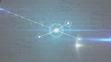 Denklemler ve veri işleme ile bağlantı ağının animasyonu. küresel bağlantılar, bilim ve ağlar dijital olarak oluşturulmuş video.