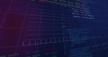 Şebeke üzerinde finansal veri işleme animasyonu. küresel iş, finans ve veri işleme kavramı dijital olarak oluşturulmuş video.