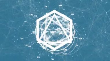 Dünya üzerindeki beyaz şekillerin bağlantıları ve veri işleme ağı ile animasyonu. küresel teknoloji, veri işleme ve dijital arayüz kavramı dijital olarak oluşturulmuş video.